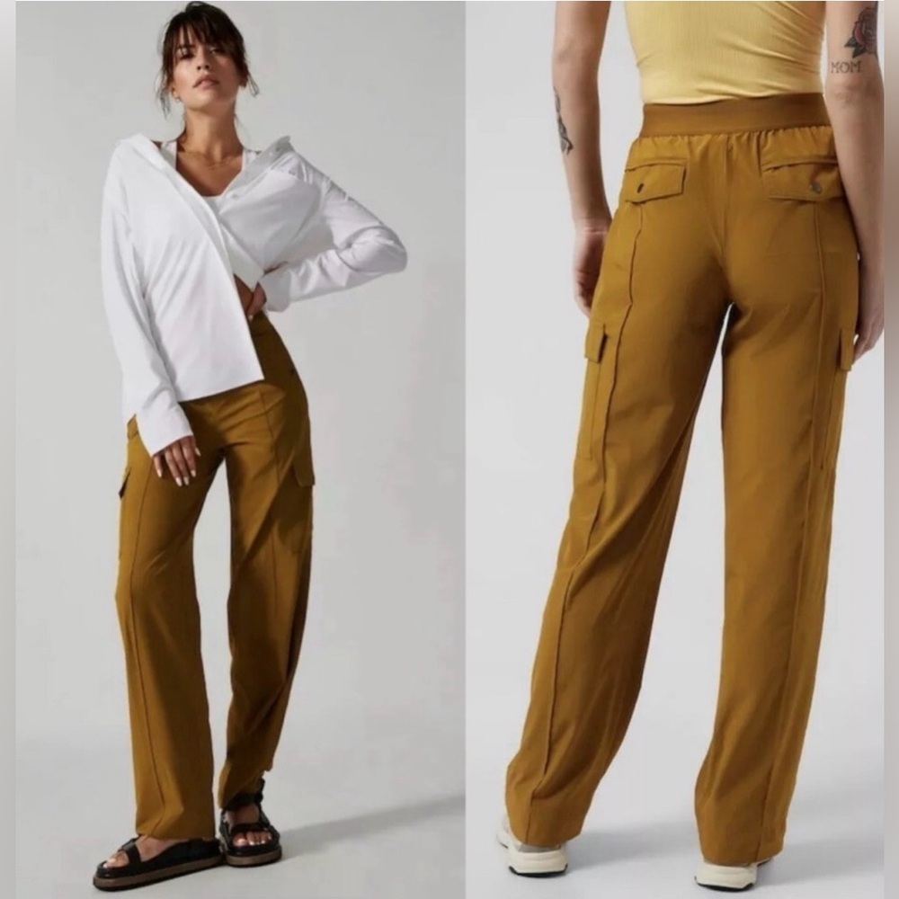ATHLETA Vienna Cargo Pant Casual Travel Career in Brass Yellow Size 8 New!